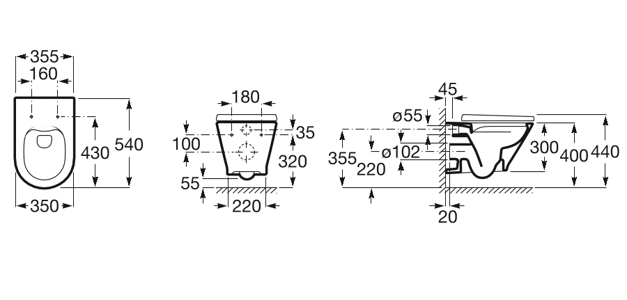 Чаша унитаза подвесная Roca Gap Round, A3460NL000