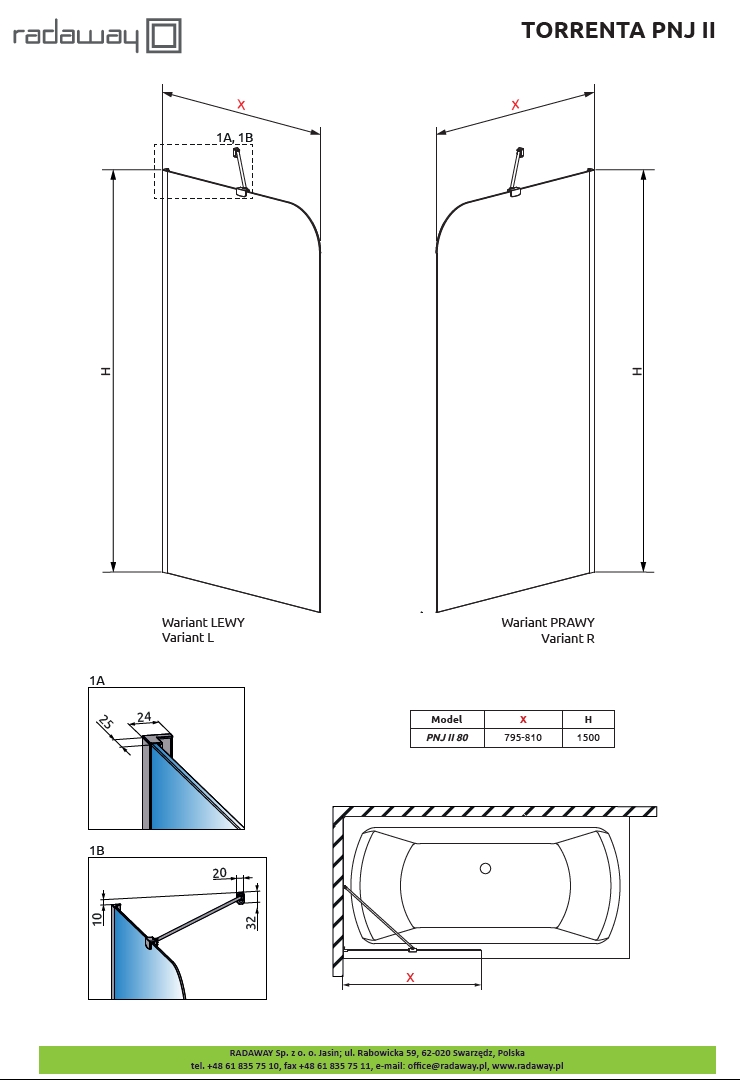 Шторка для ванны Radaway Torrenta PNJ