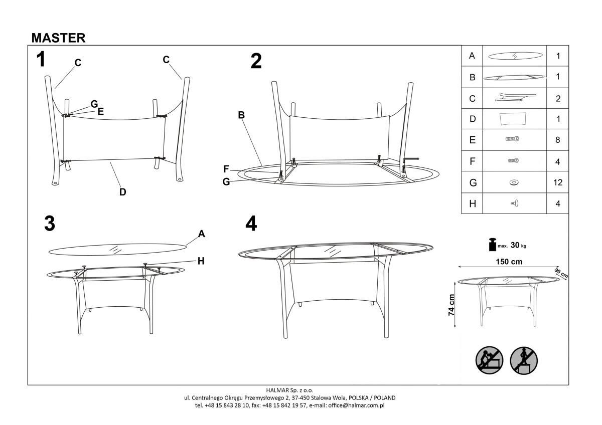 Стол обеденный Halmar Master, V-CH-MASTER-ST