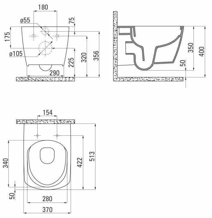 Унитаз подвесной безободковый с крышкой Deante Anemon Zero, CDZD6ZPW
