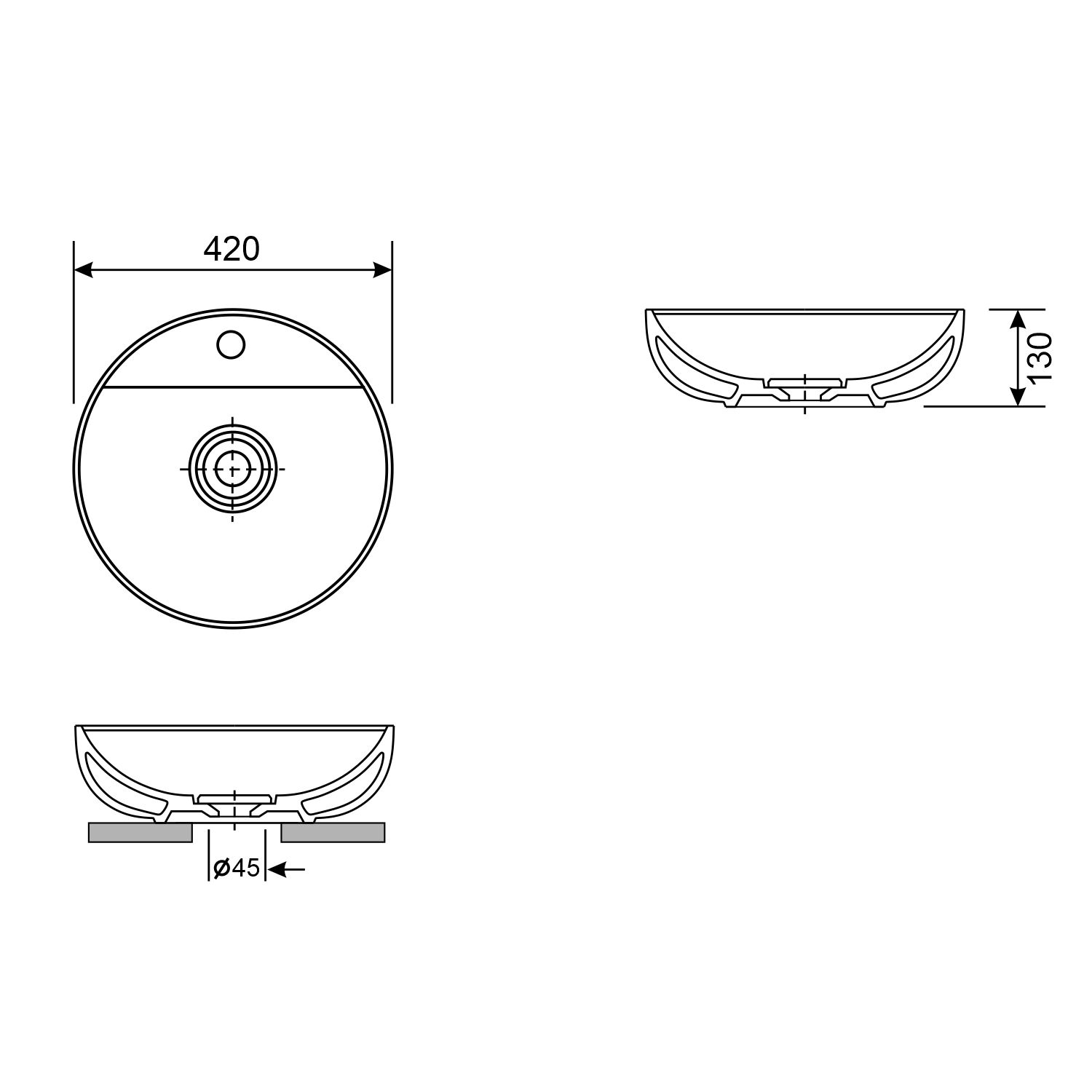 Накладная раковина Wellsee Chalice Perfection 42x42, 150605000