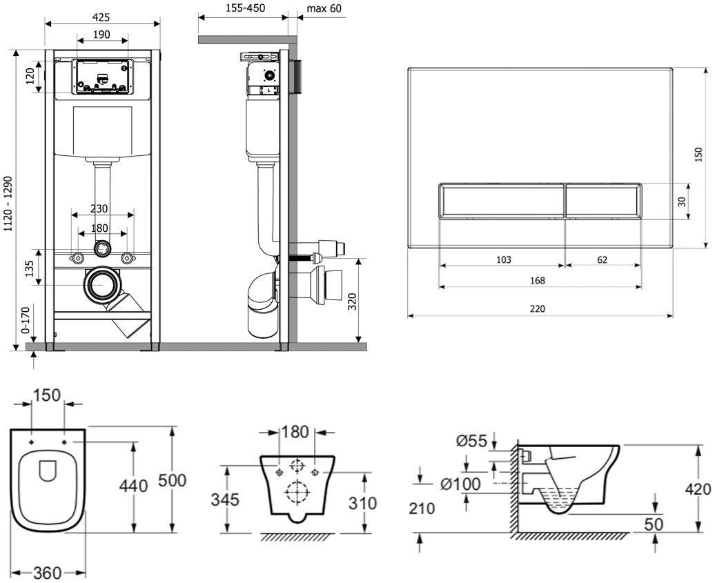 Комплект 7 в 1 Lavinia Boho Relfix Bristol Rimless, 87050202