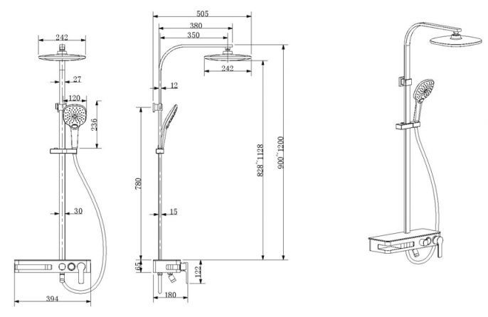 Душевая колонна со смесителем Bravat Meissen F6277312CP-A