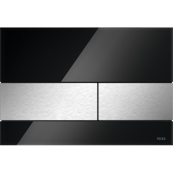 Кнопка смыва унитаза TECEsquare, стекло черное, клавиши сатин, 9240806