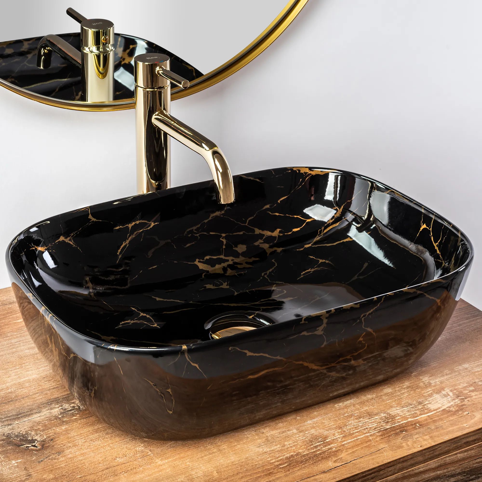 Умывальник Rea Belinda Black Marble Shiny 46.5x33, REA-U8907