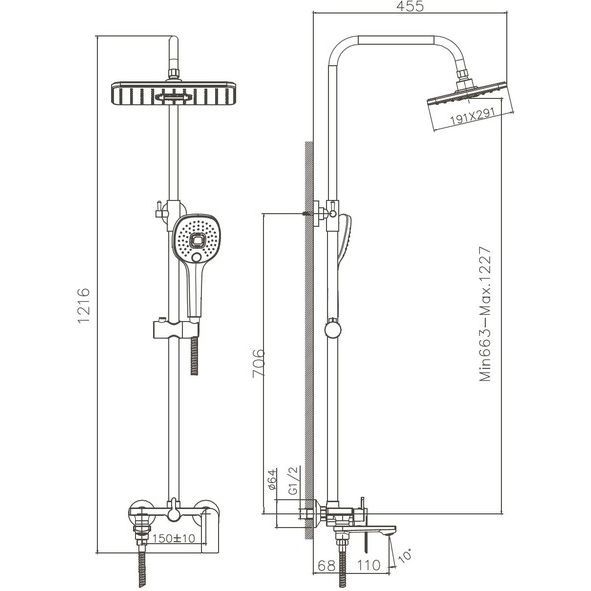 Душевая система с верхним душем, смесителем и ручной лейкой Haiba HB24505-8