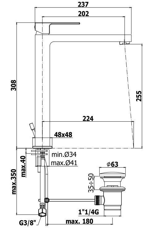 Смеситель для умывальника высокий Paffoni Elle хром, EL081CR
