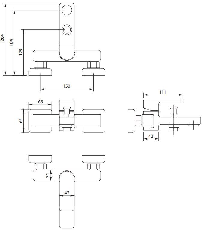 Смеситель для ванны Omnires Baretti, BA7830CR