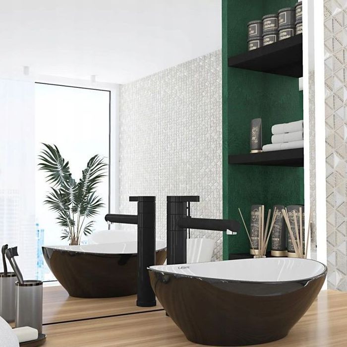 Умывальник Calani Fiesta Black White 41x34.5, CAL-00023