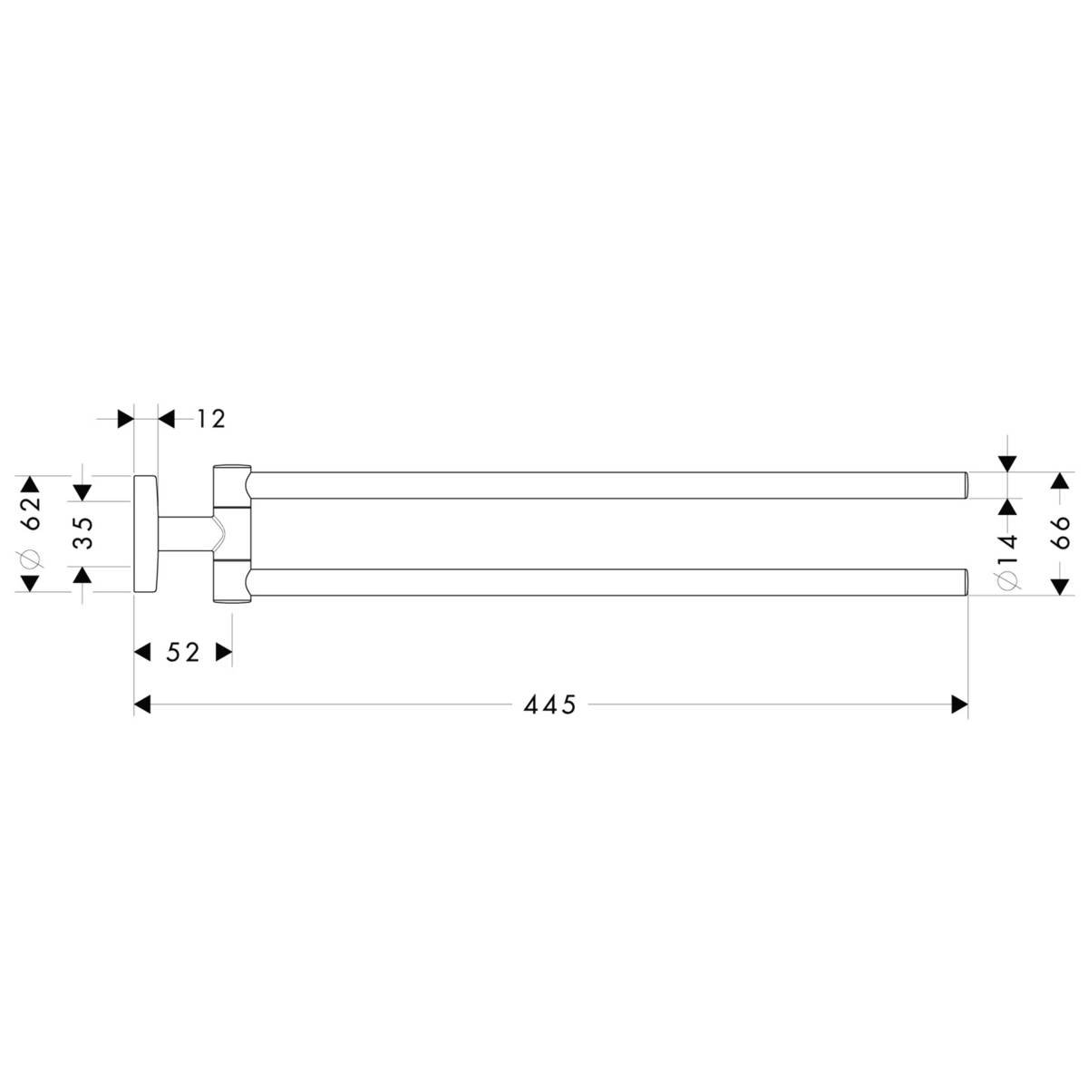 Полотенцедержатель поворотный на 2 полотенца Hansgrohe Logis 45 см, 40512000