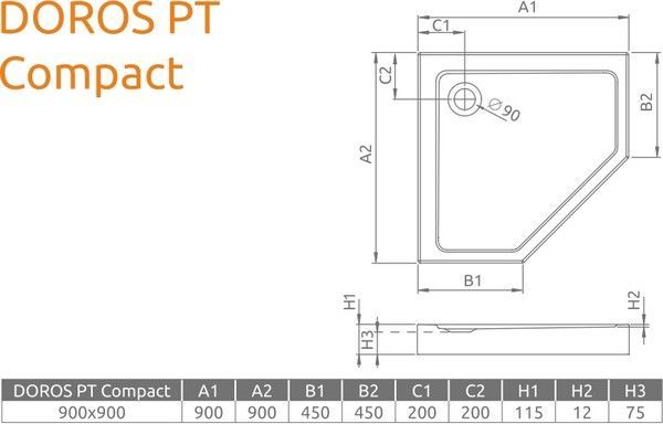 Душевой поддон Radaway Doros PT Compact Stone Anthracite