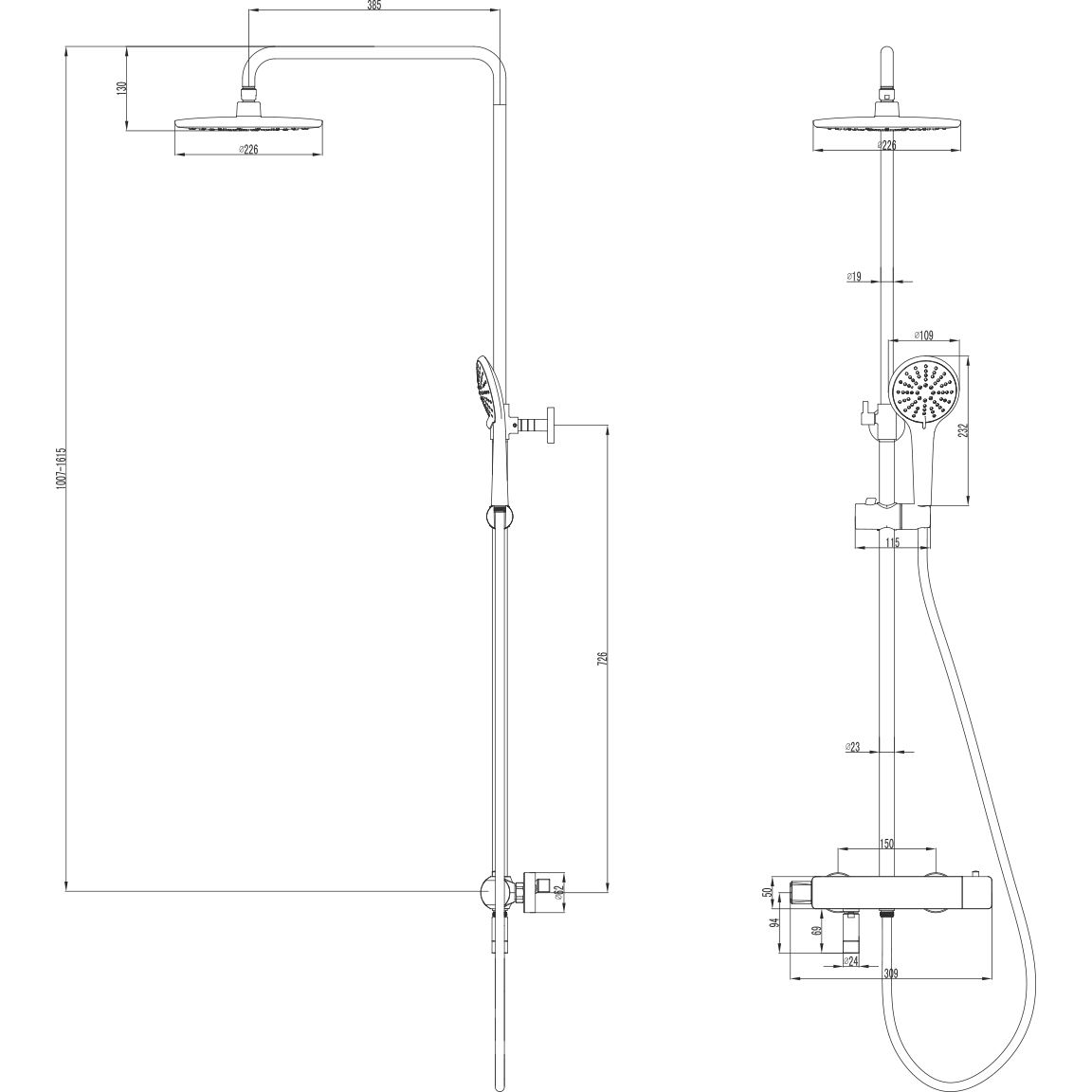 Смеситель для ванны термостатический с верхней душевой лейкой 3 функции Lemark Bronx, LM3772BL