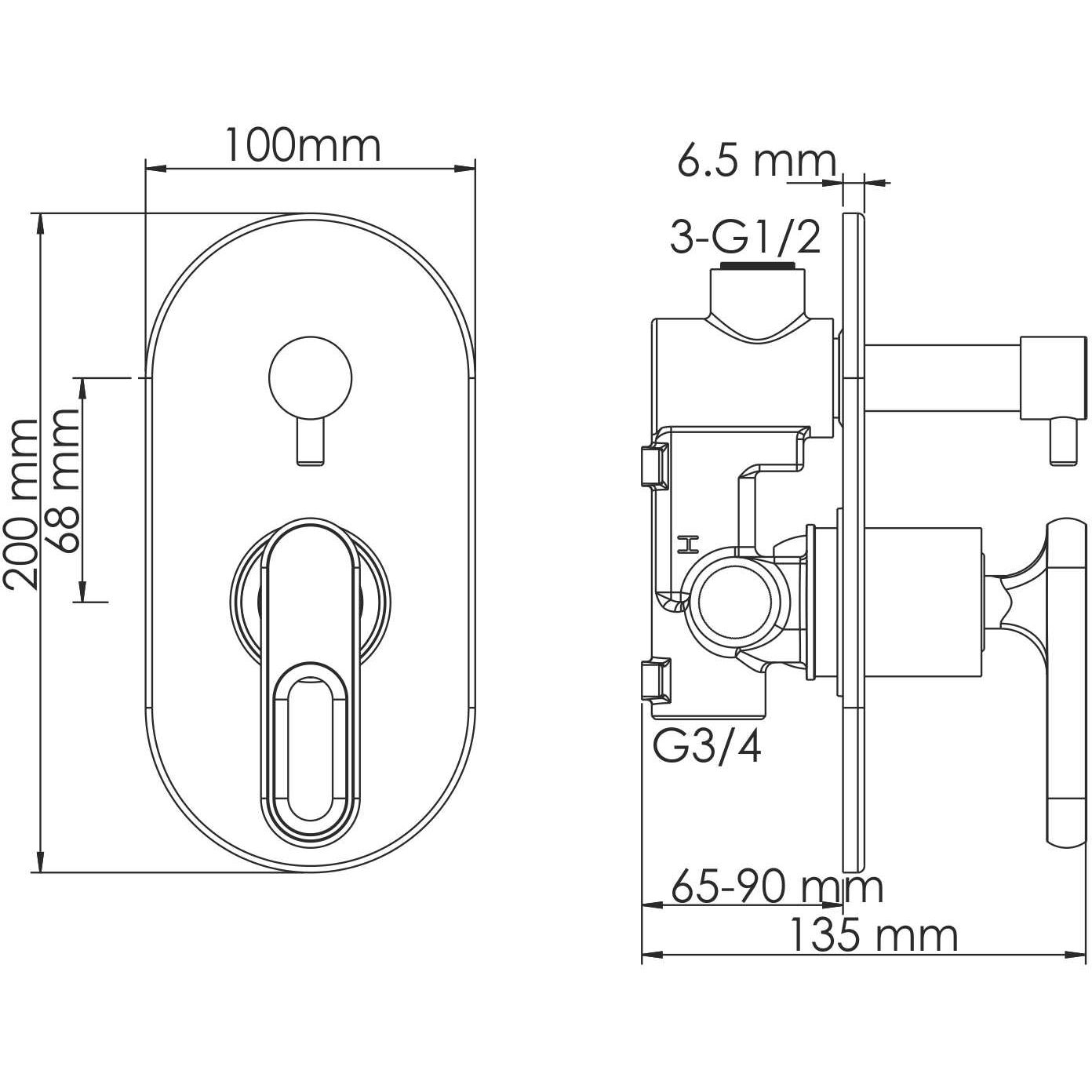 Смеситель для ванны и душа WasserKRAFT Kammel, 1841