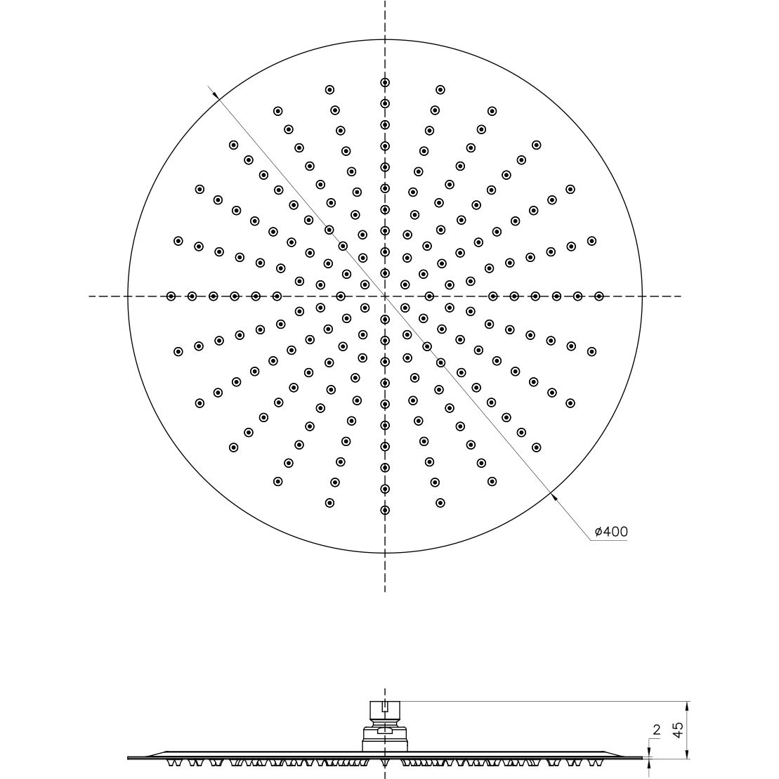 Лейка душевая верхняя круглая d 400 мм Lemark, LM9483S