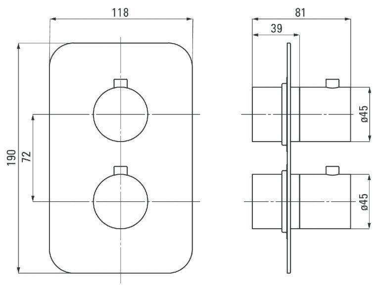 Душевая система скрытого монтажа с круглым термостатическим смесителем Deante Box, BXYZ0EBT