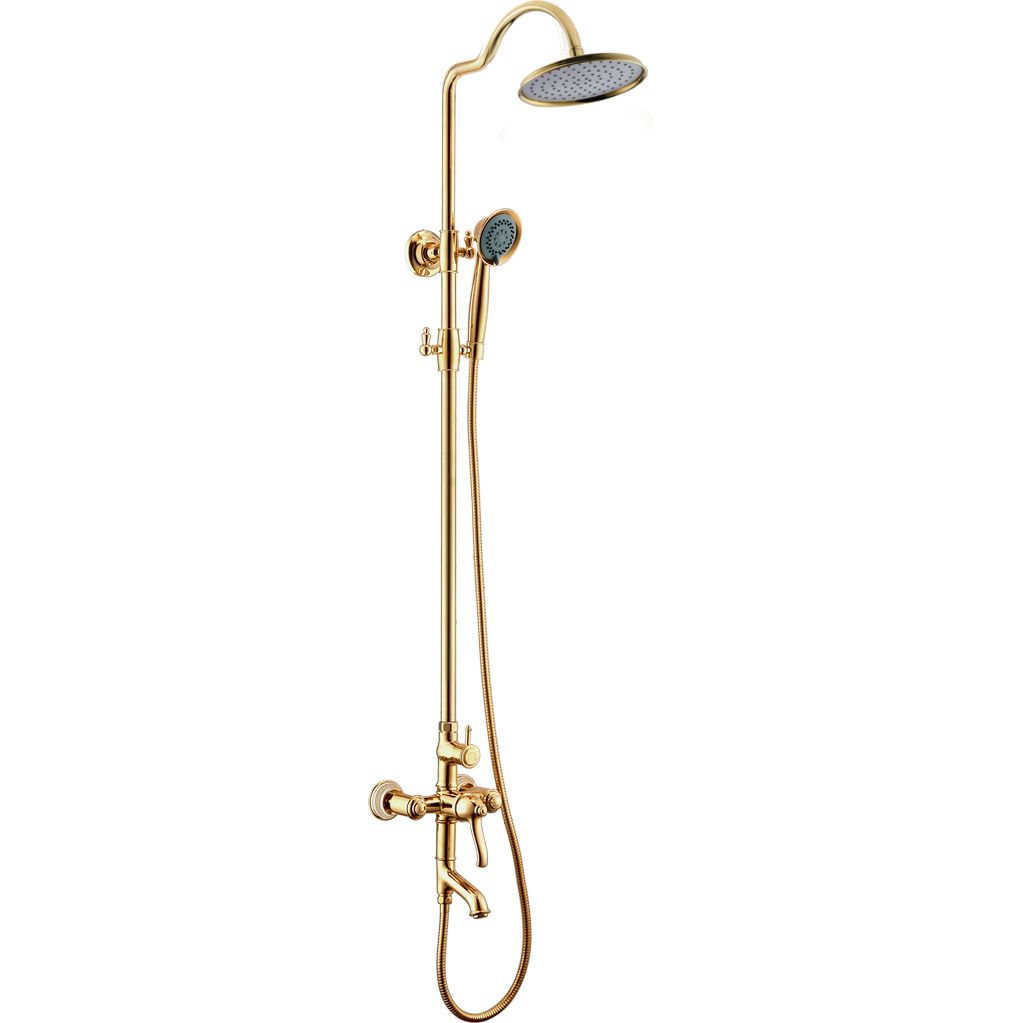 Смеситель для ванны с верхней душевой лейкой с поворотным изливом зол. Lemark Greek, LM5562GG