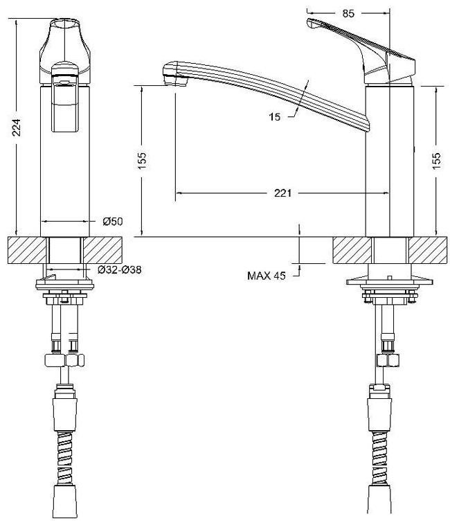 Смеситель для кухни Bravat Common F7234129CP