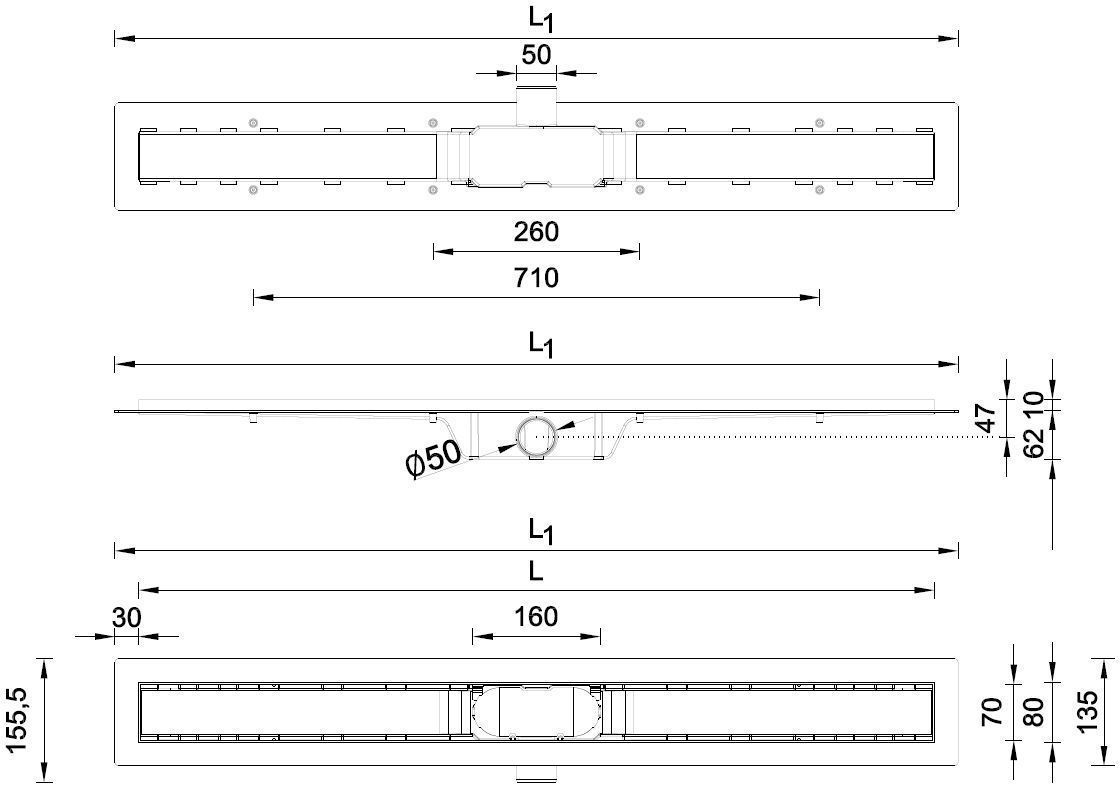 Линейный душевой трап Styron STY-F-90
