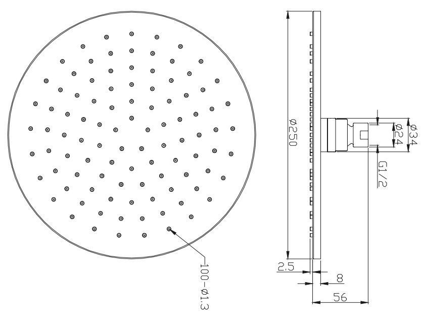 Верхний душ Omnires, WG125CR