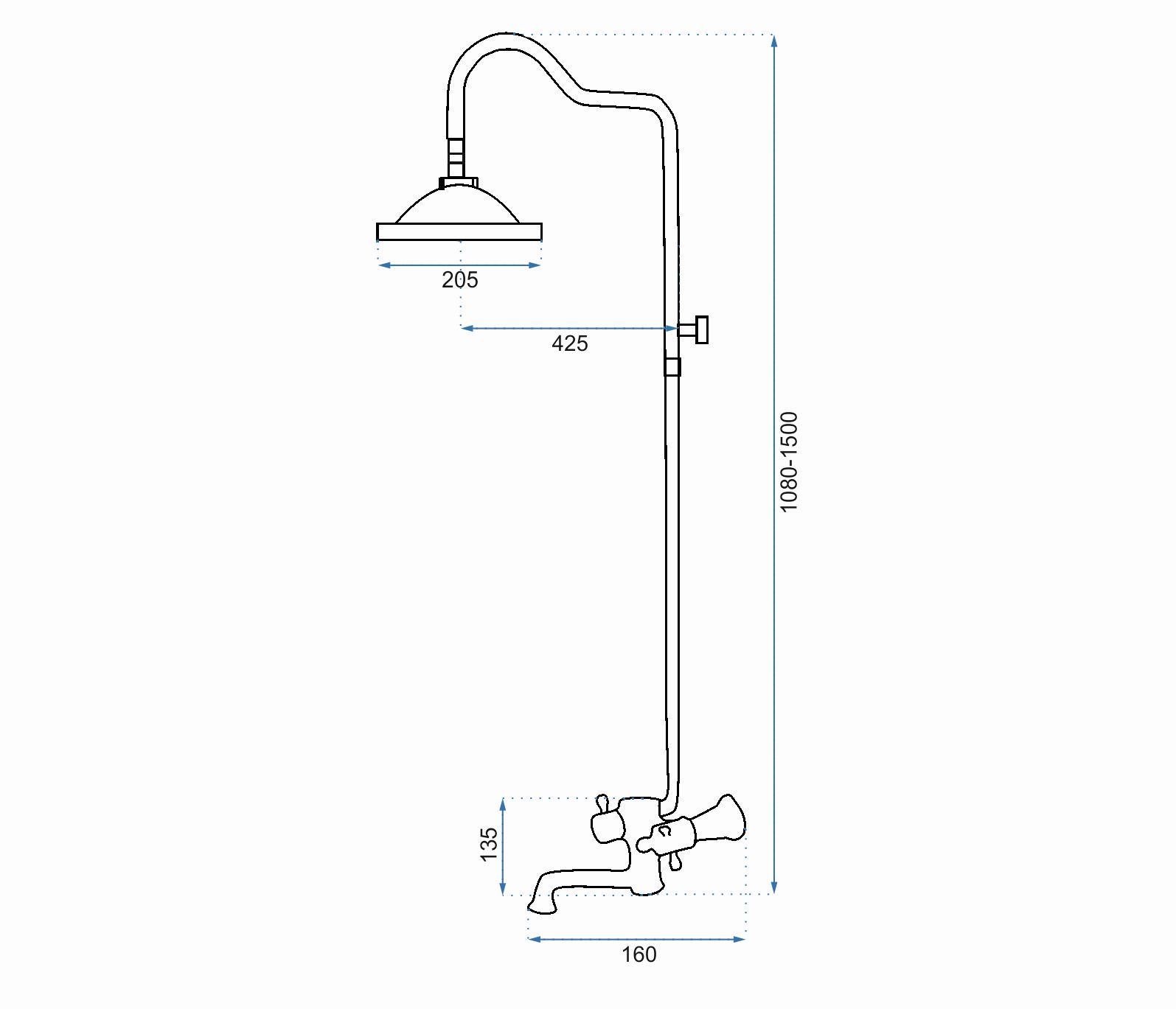 Душевая система Rea Retro Old Black, REA-P2366