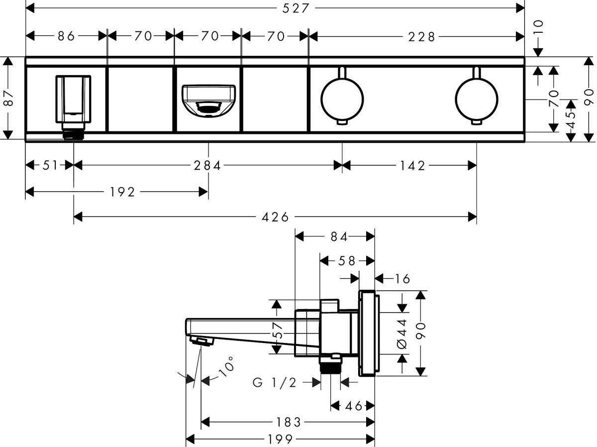 Термостат скрытого монтажа с 2 кнопками Hansgrohe RainSelect, 15359000