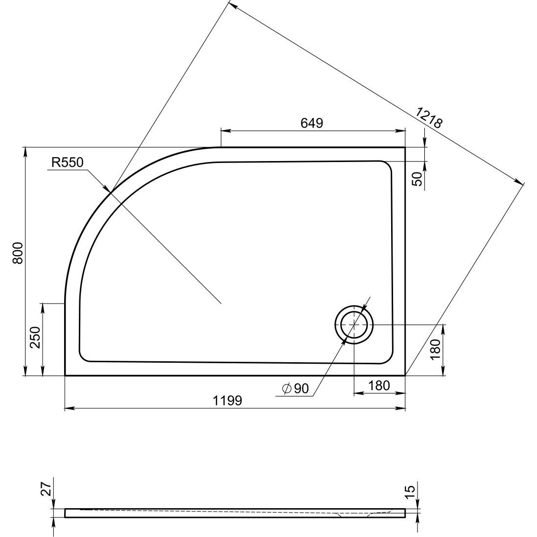 Мраморный душевой поддон Good Door Селфи