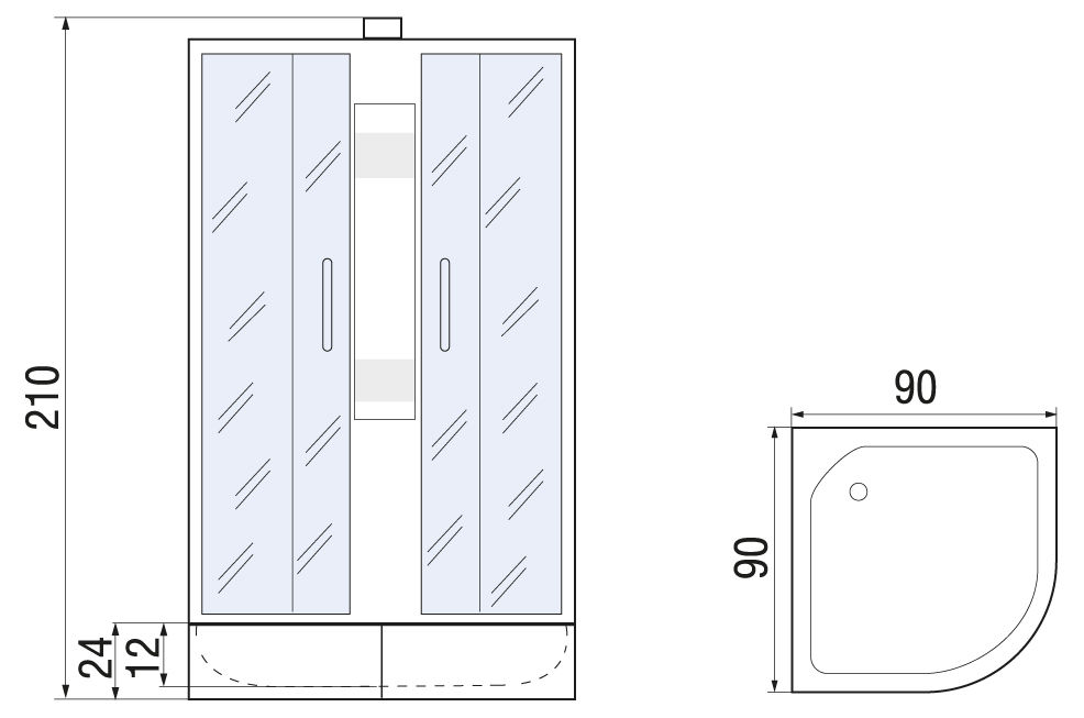 Душевая кабина River REIN Б/К 90/24 MT