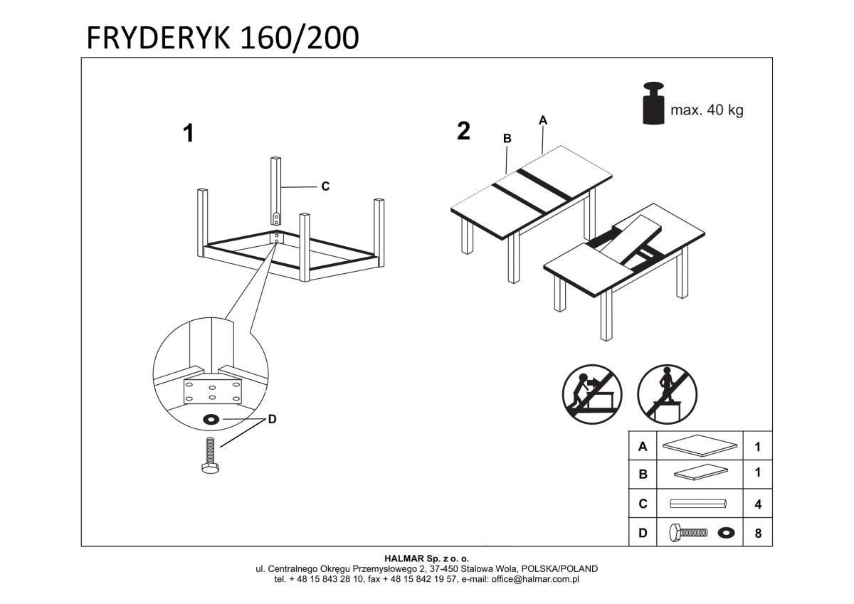 Стол обеденный Halmar Fryderyk 160/240 темный орех, V-PL-FRYDERYK/240-ST-C.ORZECH