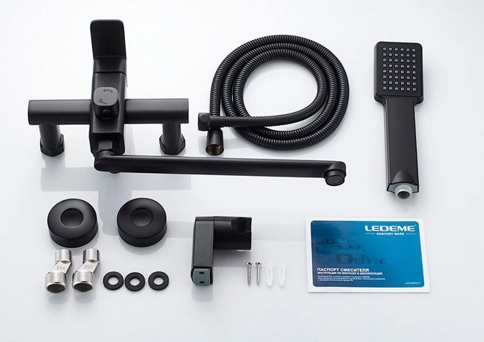 Смеситель для ванны черный Ledeme L2233B