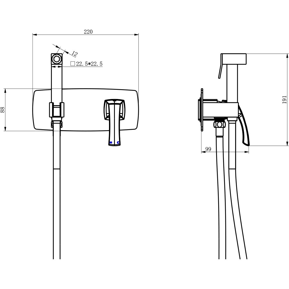 Смеситель с гигиеническим душем встраиваемый Lemark Nubira, LM6219ORB