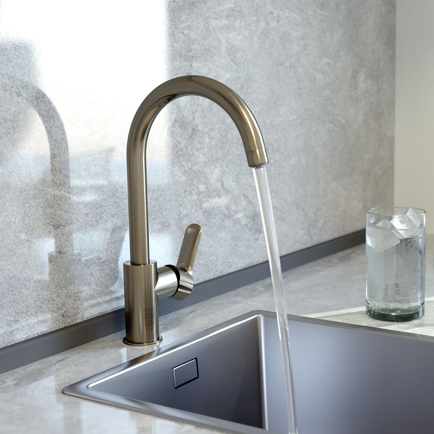 Смеситель для кухни с каналом для фильтрованной воды, сатин, Iddis Cuba, CUBBNFJi05