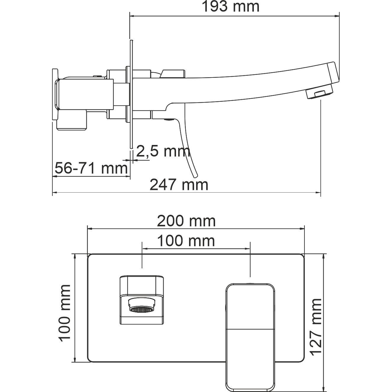 Встраиваемый смеситель для умывальника WasserKRAFT Aller, 10630