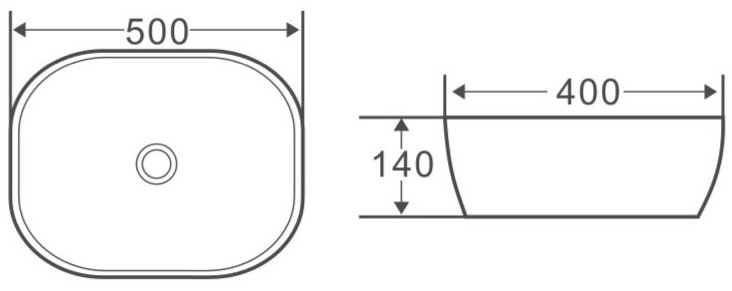 Раковина керамическая накладная Belbagno 50x40, BB1302-H301
