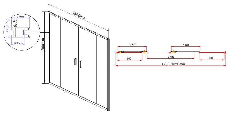 Душевая дверь Vincea Garda 180, VDS-1G2180CH