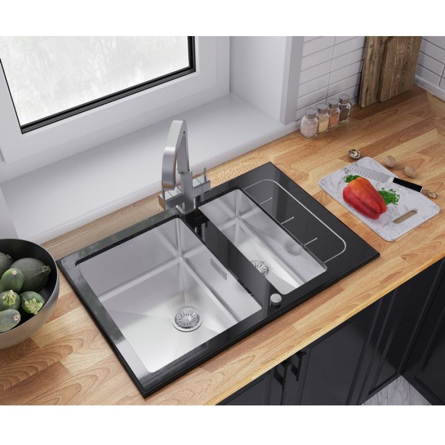 Мойка со стеклом ZorG GS 7850-2 black