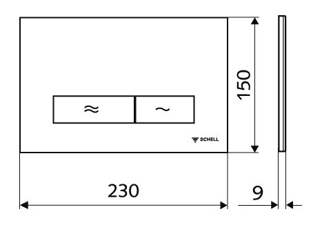 Кнопка смыва Schell Konkav матовый хром пластик, 031226499