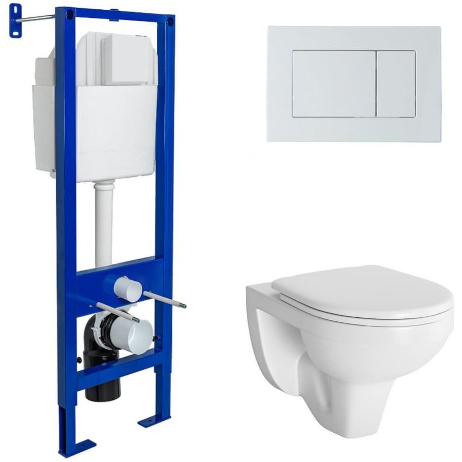 Комплект Berges Atom, кнопка белая, унитаз Gamma, сиденье Gamma, 042430