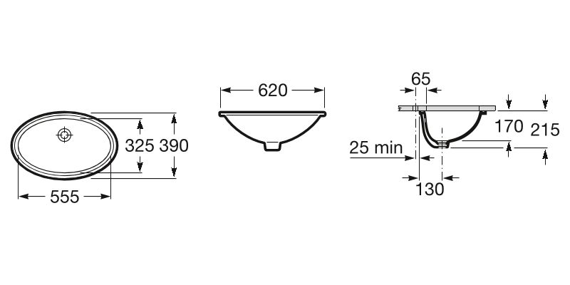 Умывальник встраиваемый снизу Roca Grand Berna 62x39, A327899000
