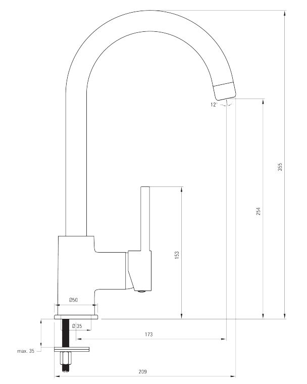 Смеситель для мойки Deante Milin, белый, BEU_W62M