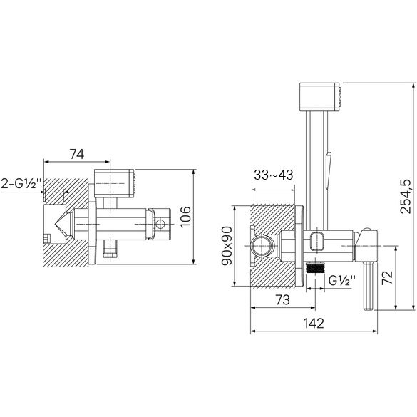Встраиваемый смеситель с гигиеническим душем, белый матовый, Iddis, 004WTS0i08