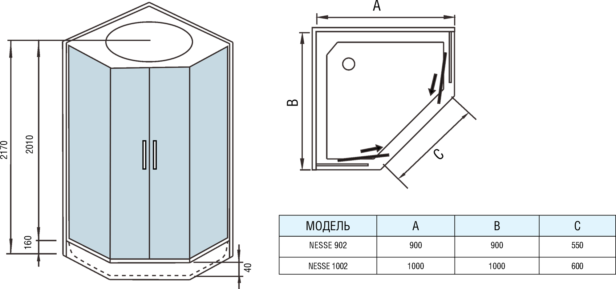 Душевая кабина WeltWasser WW500 NESSE 1002