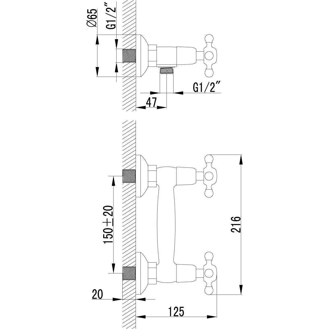 Смеситель для душа Lemark Vintage, LM2803B