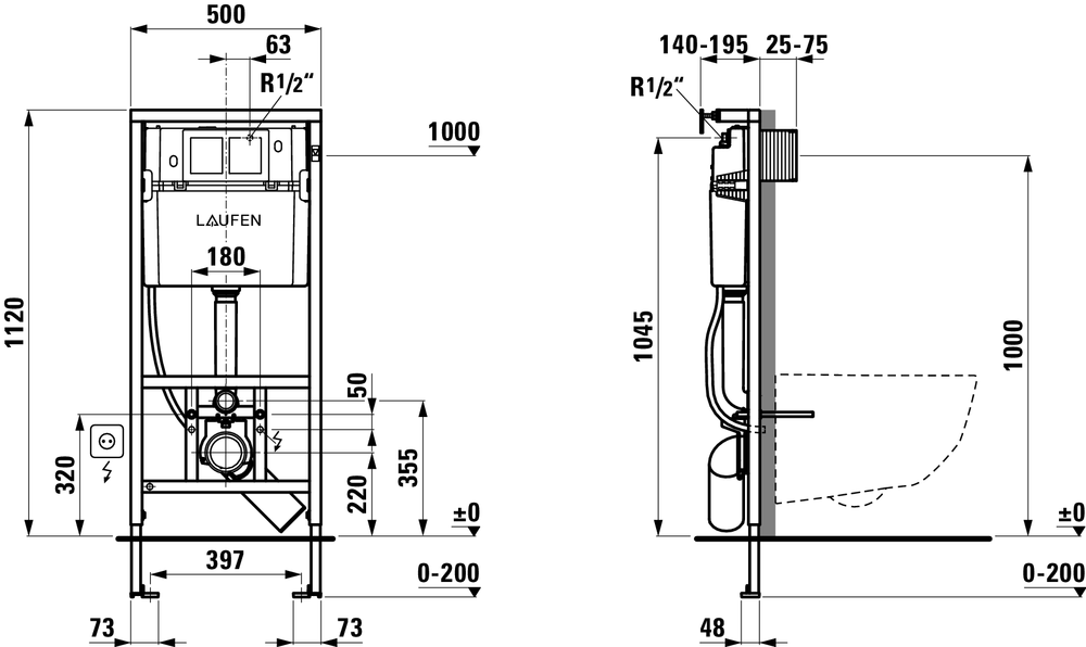 Инсталляция для унитаза Laufen LIS CW1, 8.9466.0.000.000.1