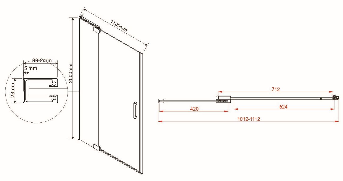 Душевая дверь Vincea Extra 100/110, VDP-1E1011CL