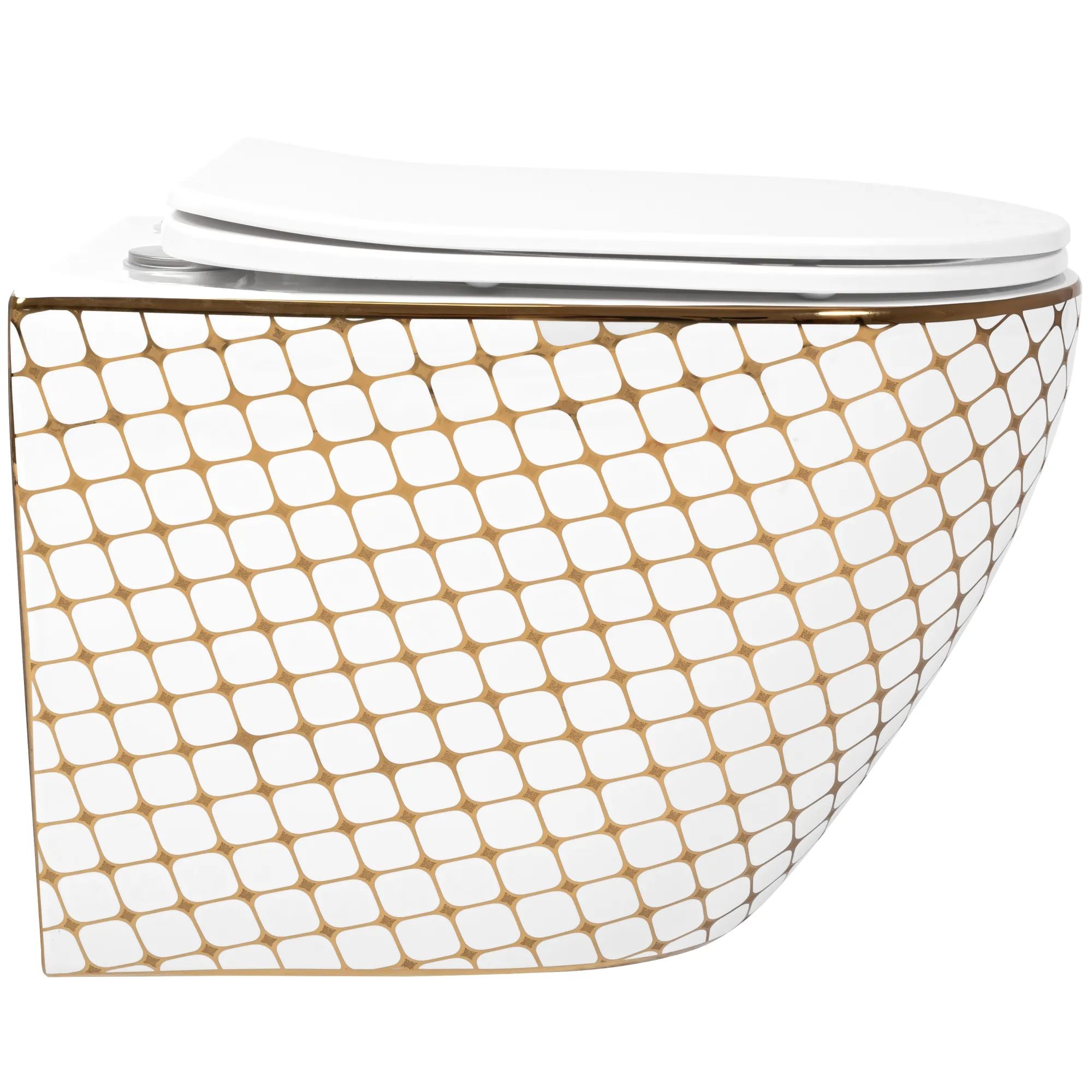 Унитаз подвесной Rea Carlos Diamond Gold Duroplast Flat, REA-C5100