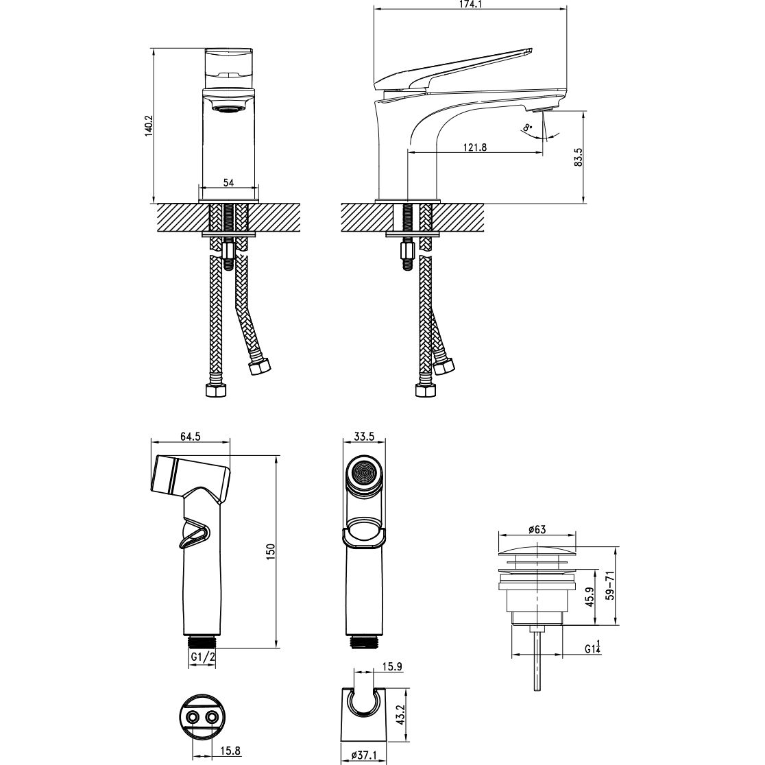 Смеситель для умывальника и биде Lemark Allegro, LM5916CW