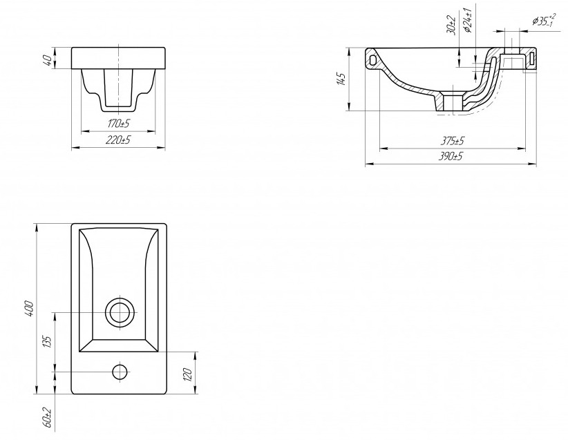 Умывальник мебельный Cersanit Como 40, S-UM-COM40/1-w