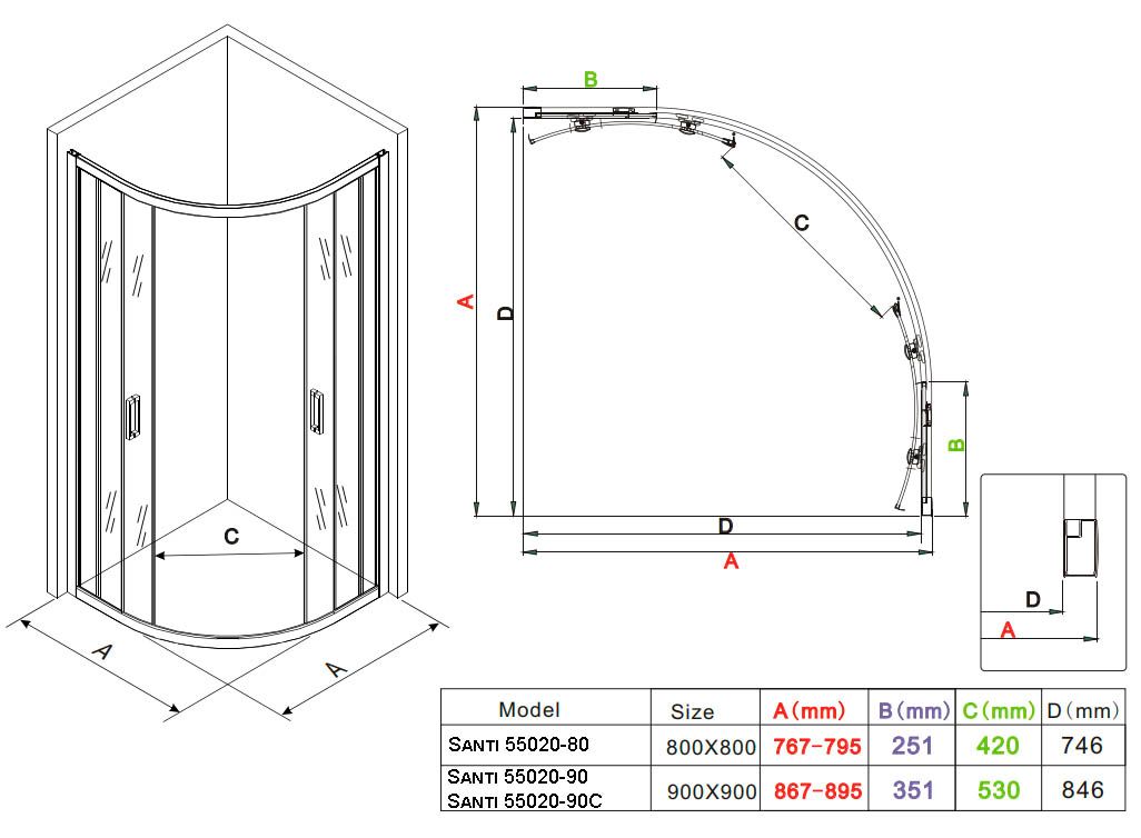 Душевой уголок Roxen Santi 80x80, 90x90