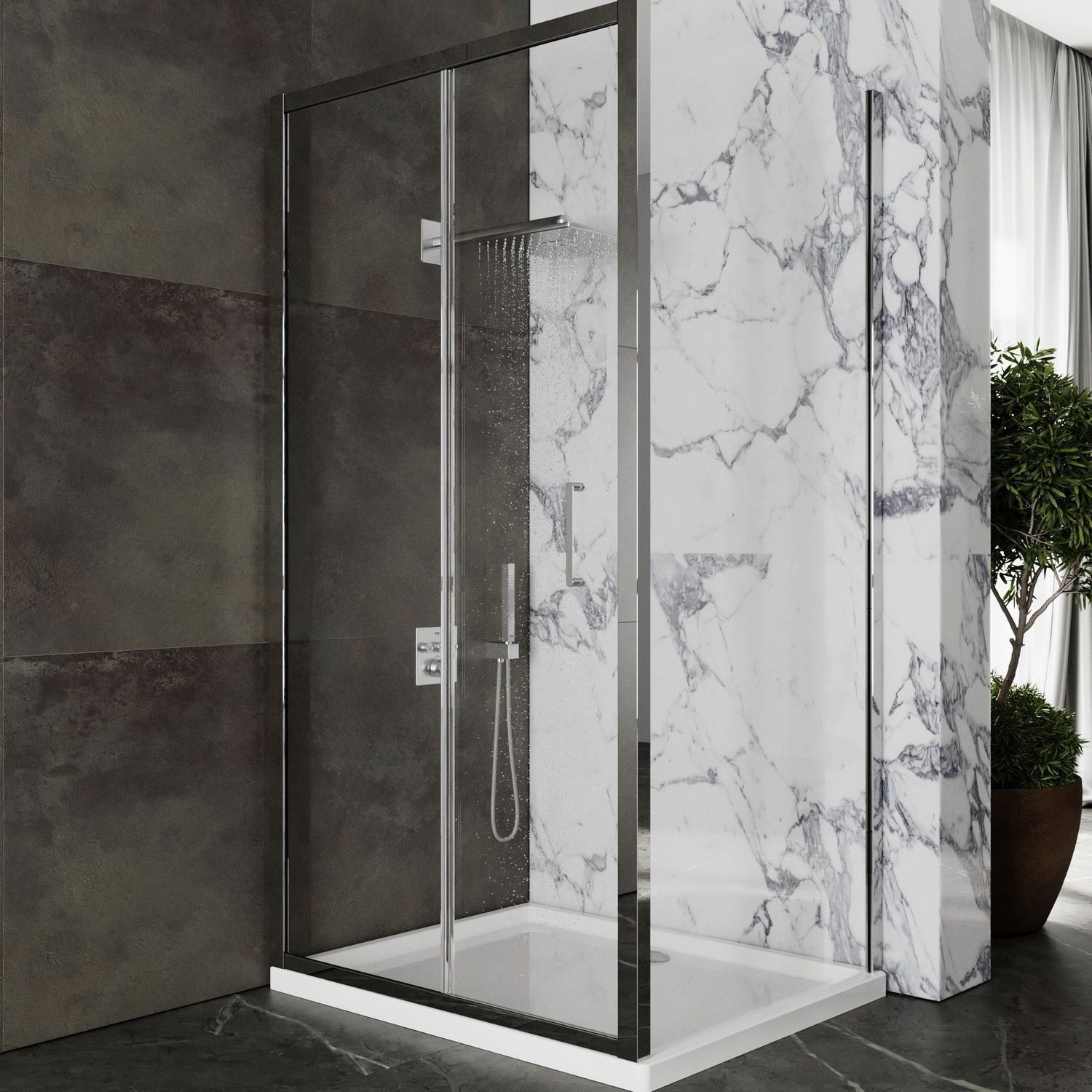 Душевой уголок Roxen Caspia 120x80 прозрачное стекло, 55060-120