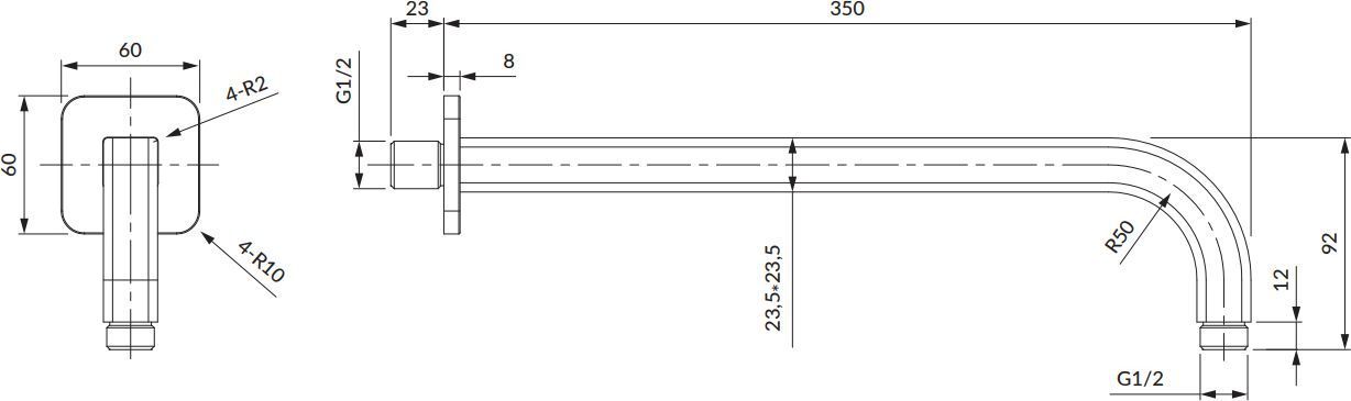 Кронштейн душевой настенный Omnires, RA15CRB